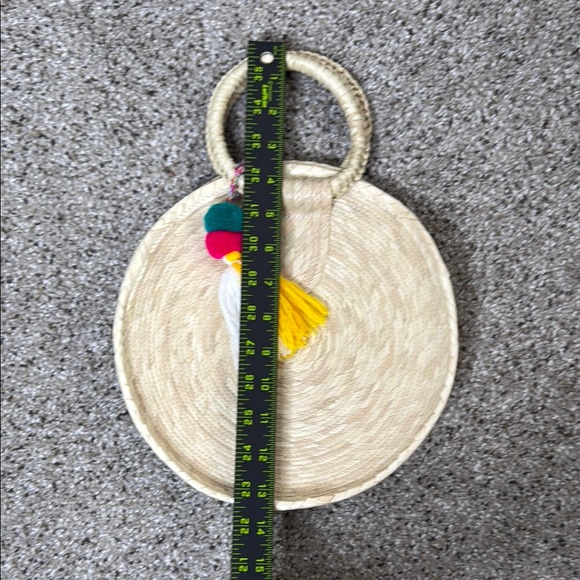 Round Straw Bag with Colorful Tassel - Picture 9 of 11